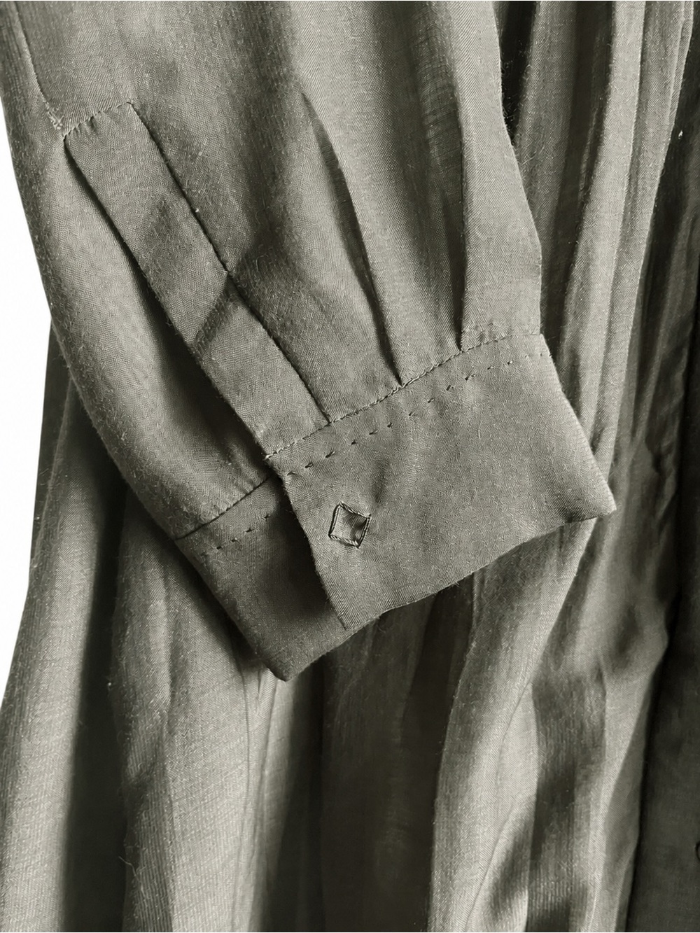 Elie Tahari Olive Brown Pleated Snap Front Shirt Dress Medium - Picture 10 of 11